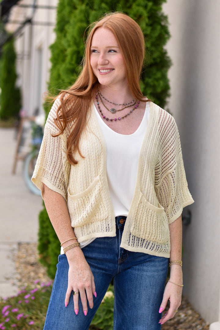 Natural Breeze Fishnet Cardigan