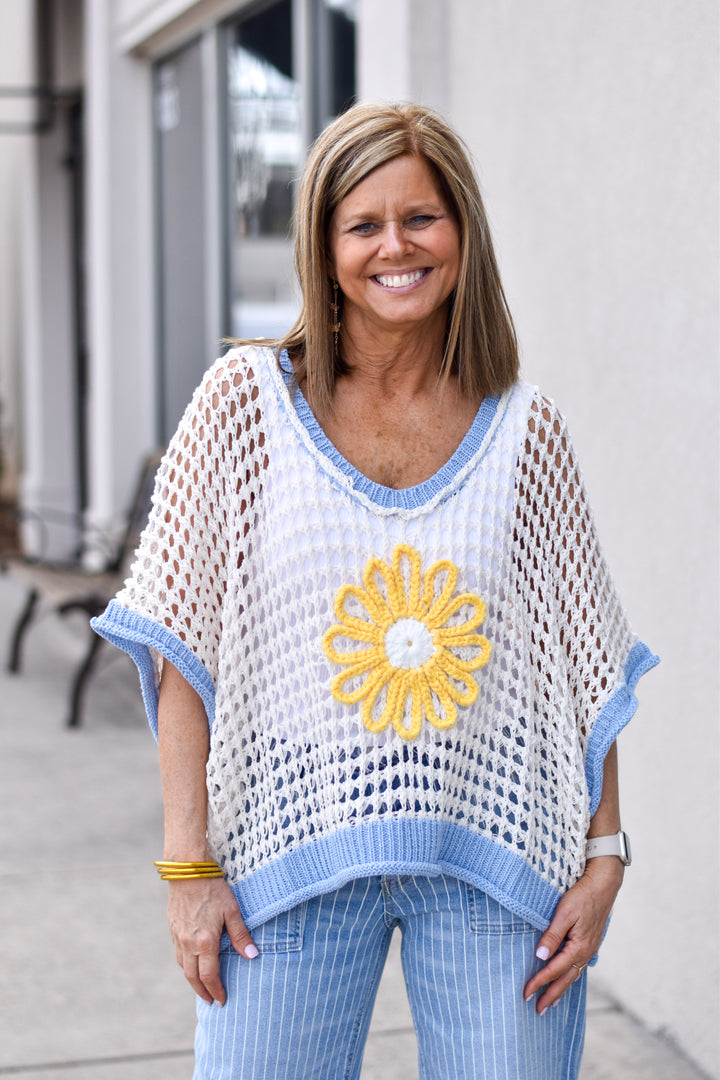 Pol Daisy Drift Crochet Sweater