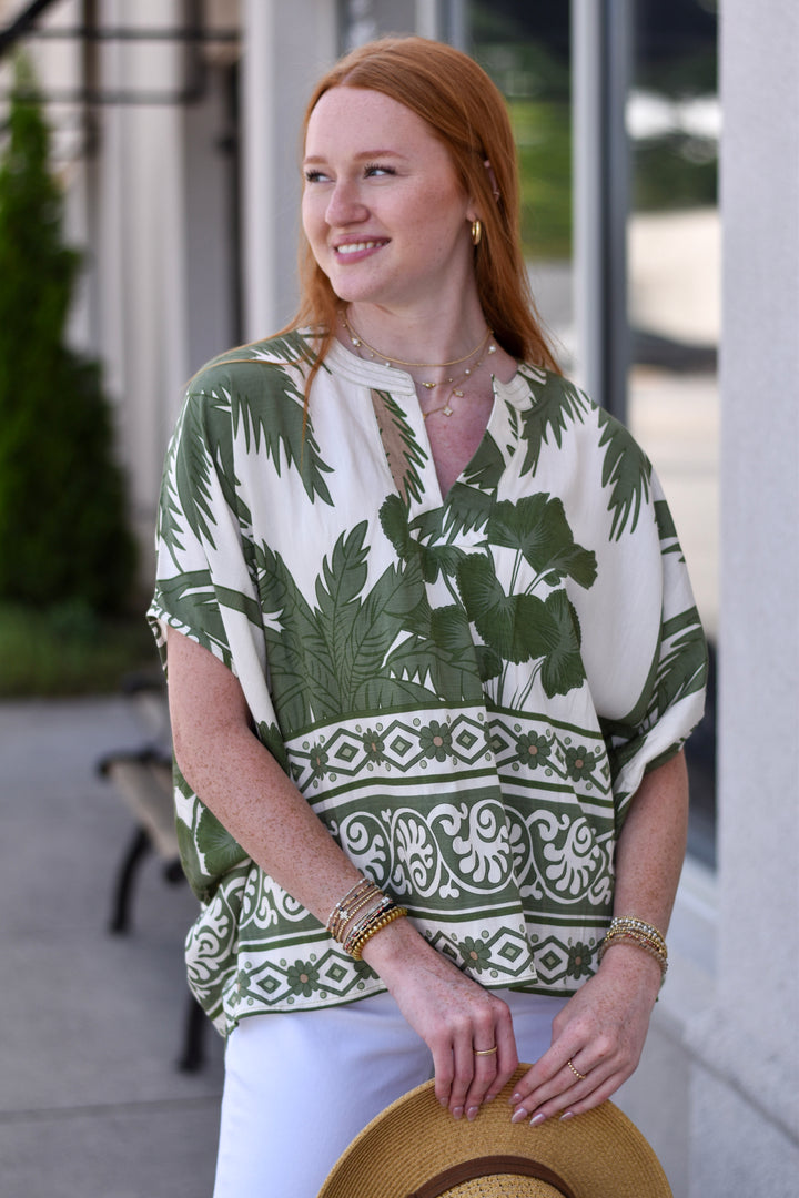 Mixed Tropical Print Top