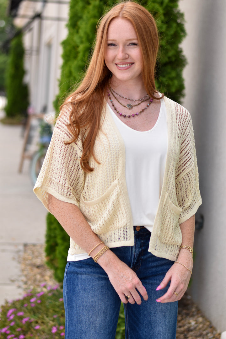Natural Breeze Fishnet Cardigan