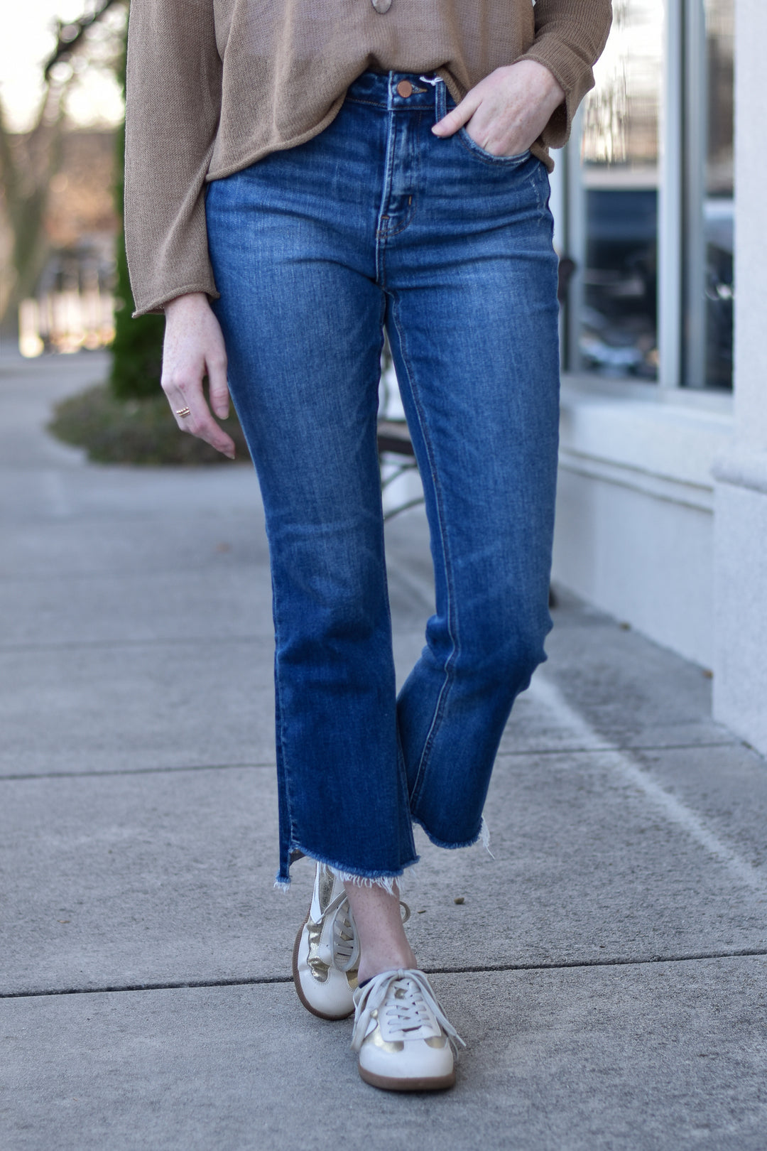 Vervet Blair High Rise Raw Step Hem Crop Jeans