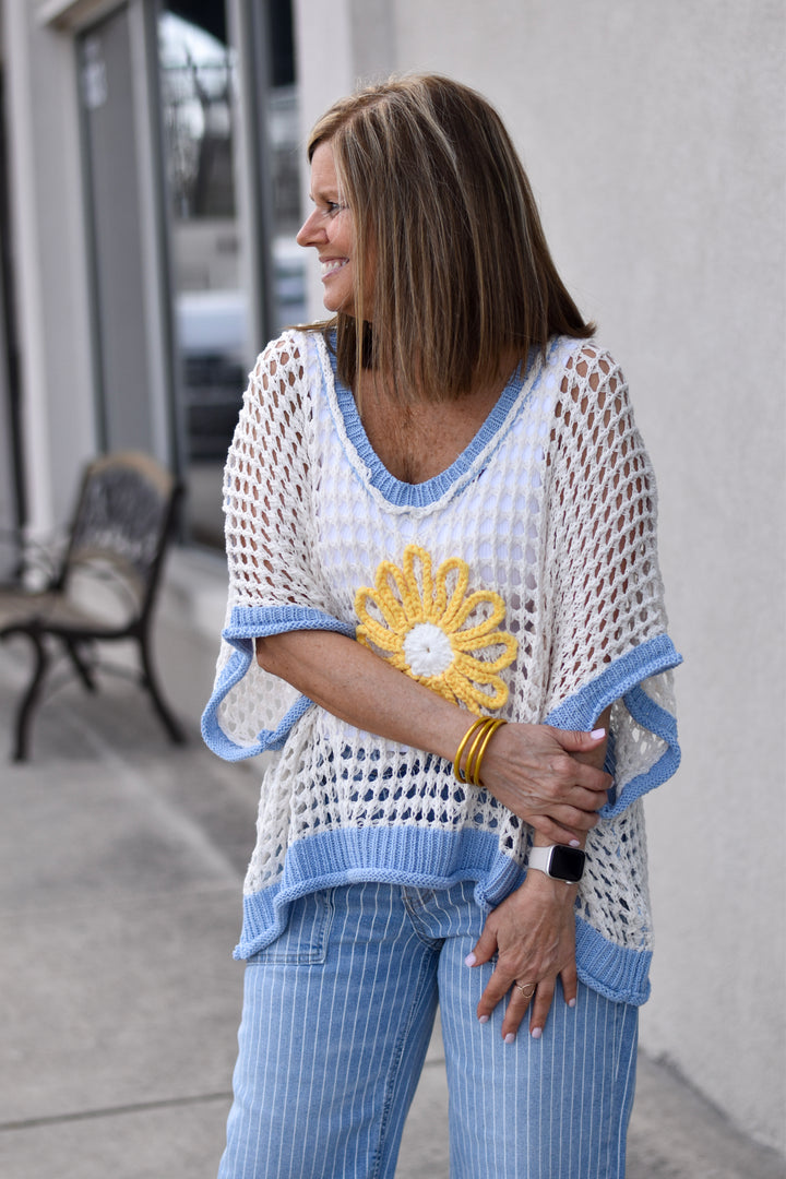 Pol Daisy Drift Crochet Sweater