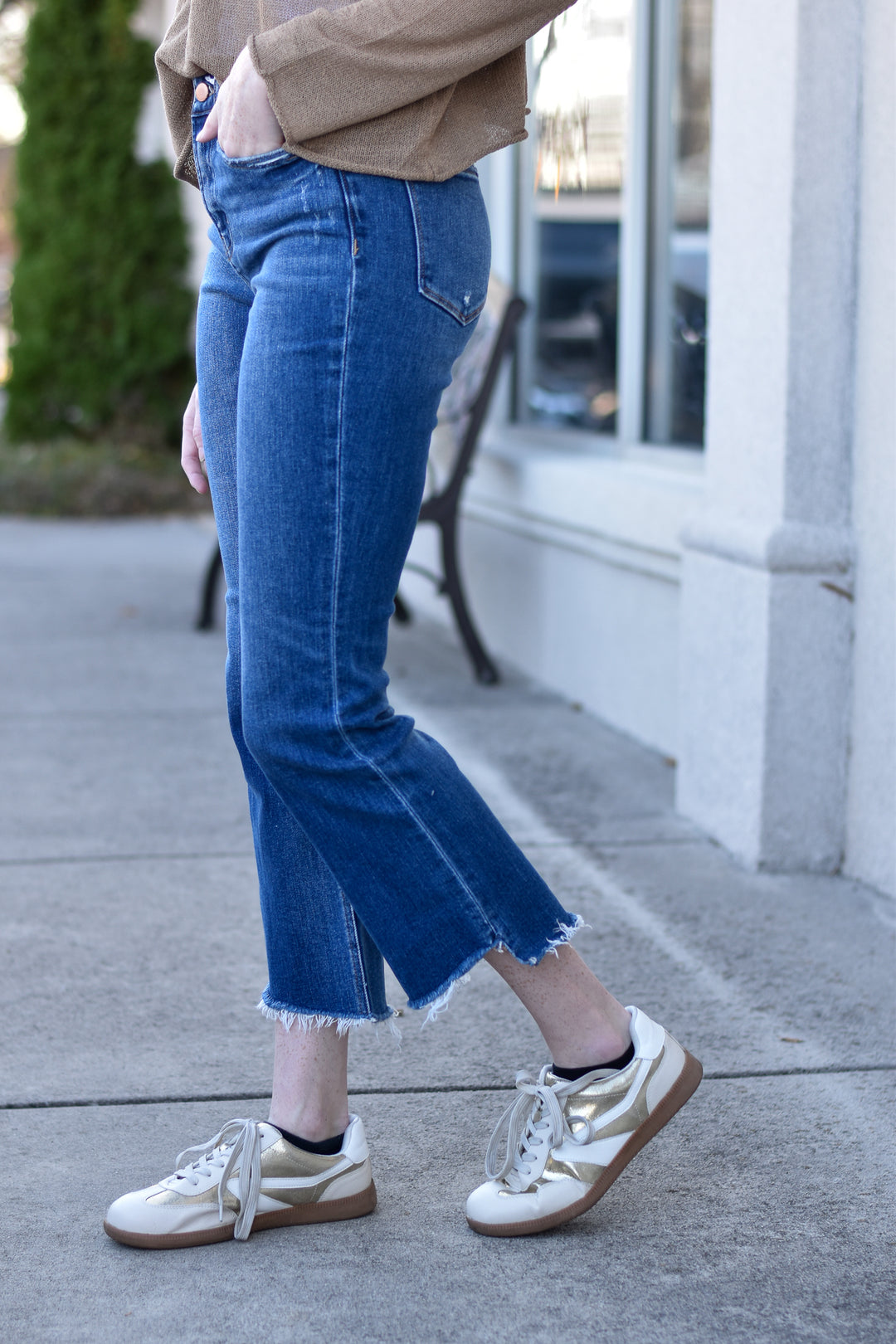 Vervet Blair High Rise Raw Step Hem Crop Jeans