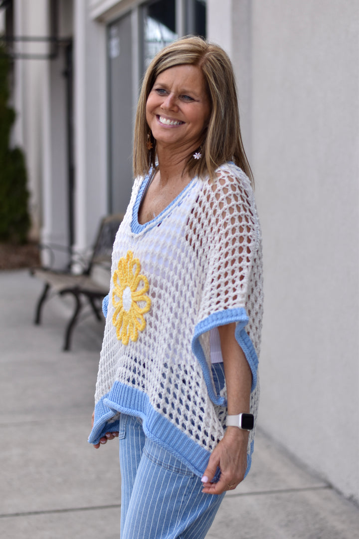 Pol Daisy Drift Crochet Sweater