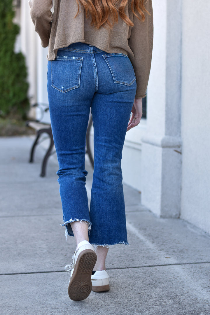 Vervet Blair High Rise Raw Step Hem Crop Jeans
