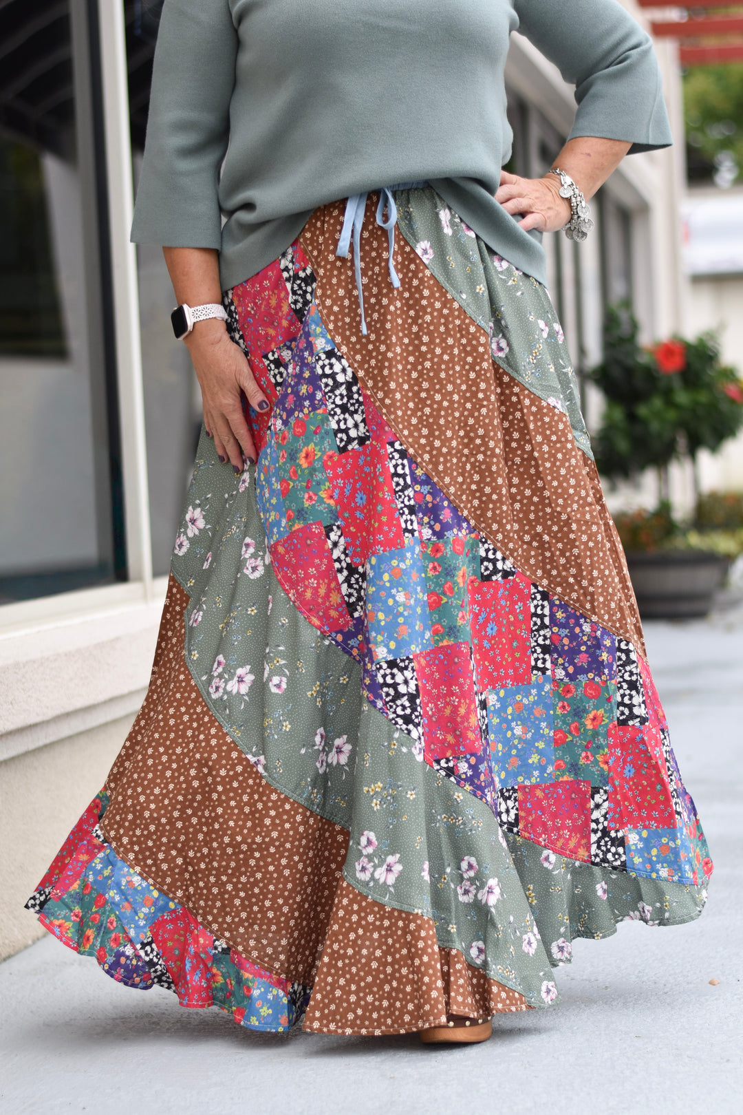 Crossroads Patchwork Maxi Skirt
