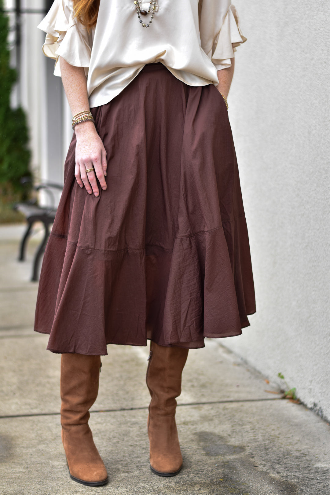 Mocha Grace Midi Skirt