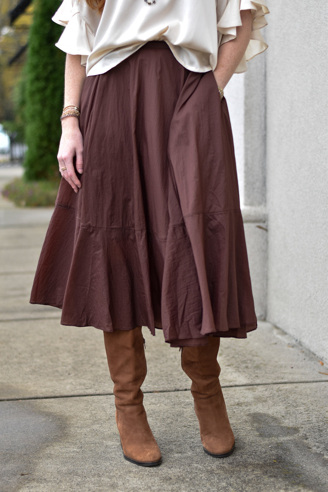 Mocha Grace Midi Skirt