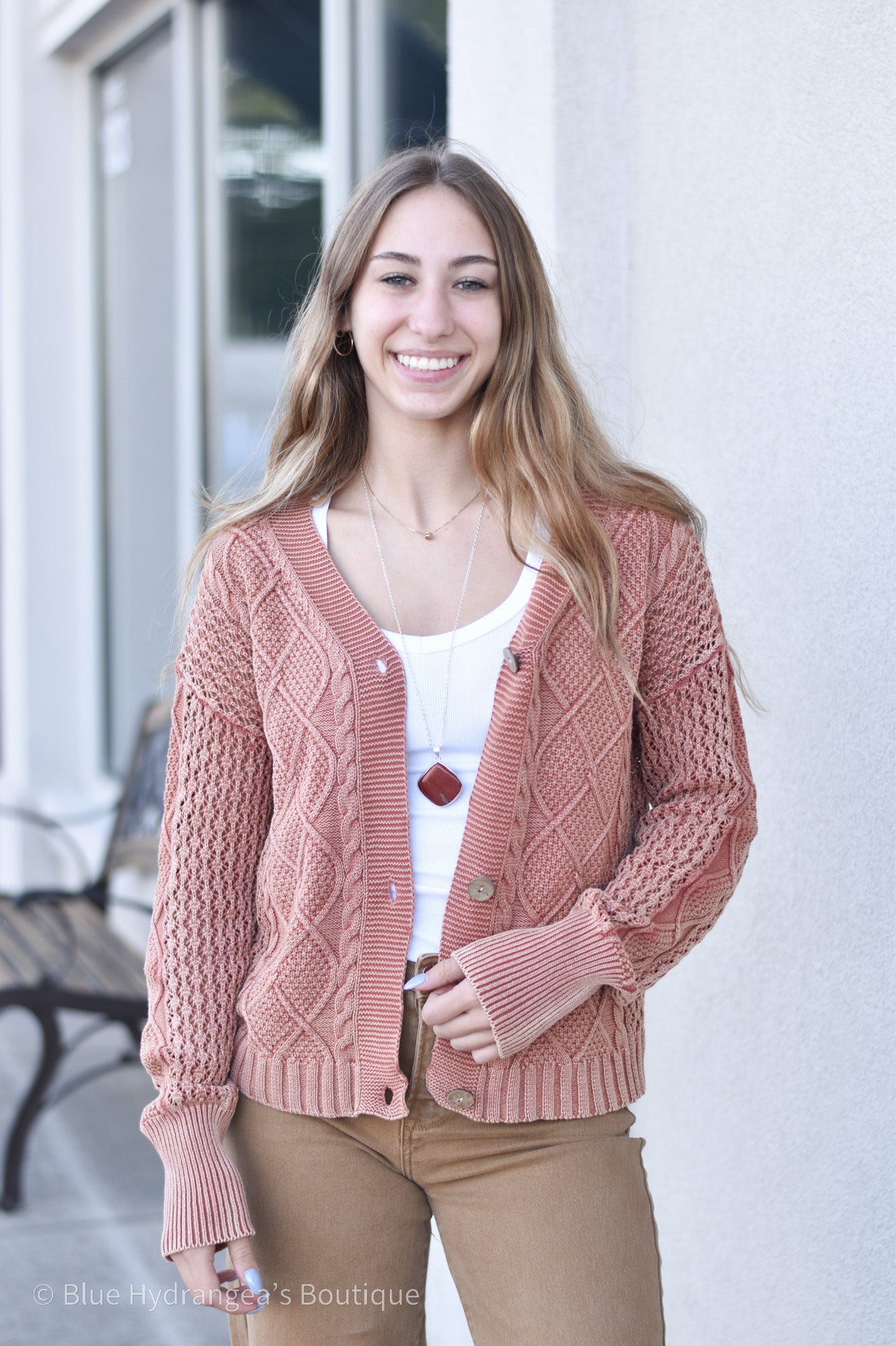 Sofie Washed Cable Knit Cardigan
