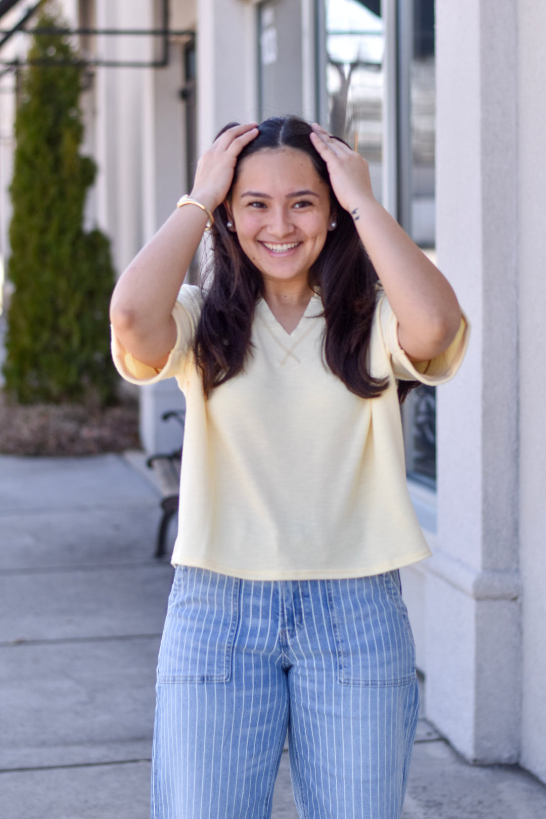 Everyday Contrast Stitch Knit Tee