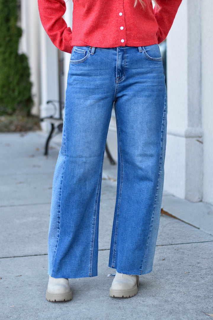 Risen Contrast Seam Barrel Jeans