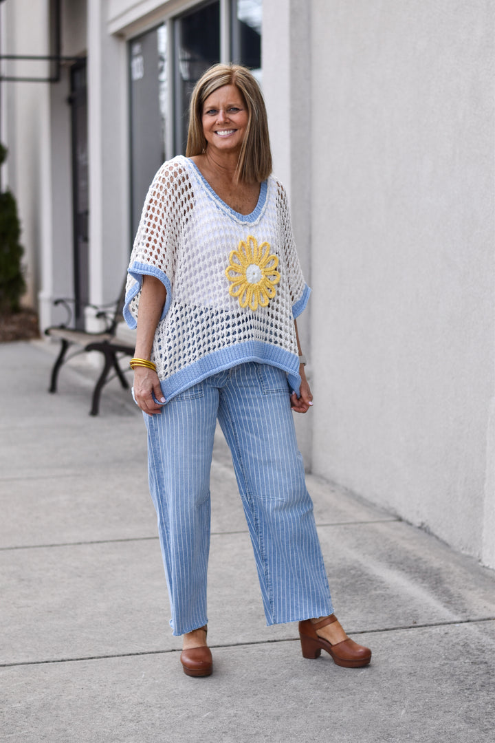 Pol Daisy Drift Crochet Sweater