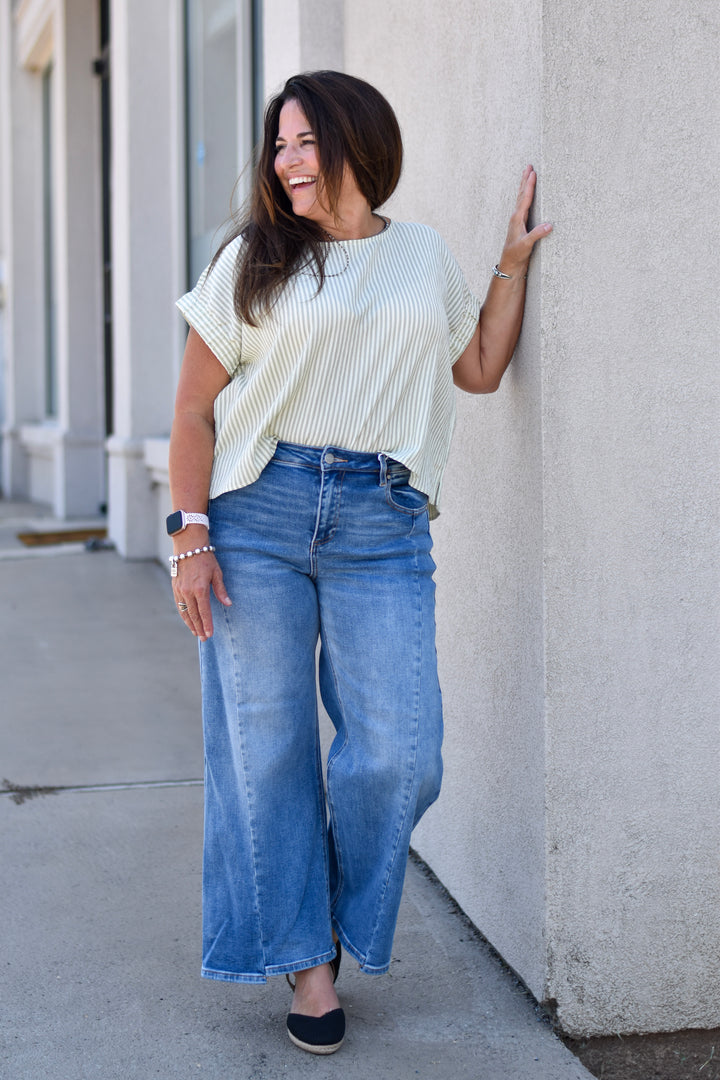 Sage Simplicity Stripe Top