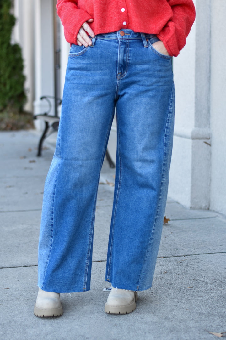 Risen Contrast Seam Barrel Jeans