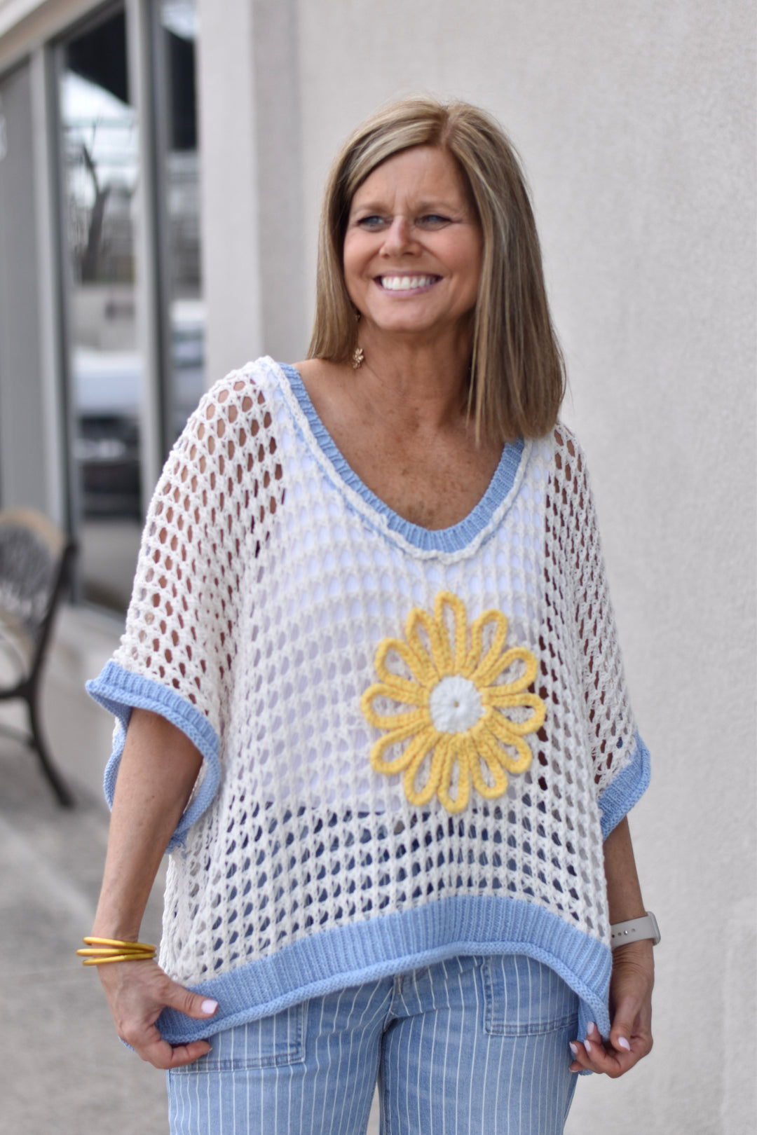 Pol Daisy Drift Crochet Sweater