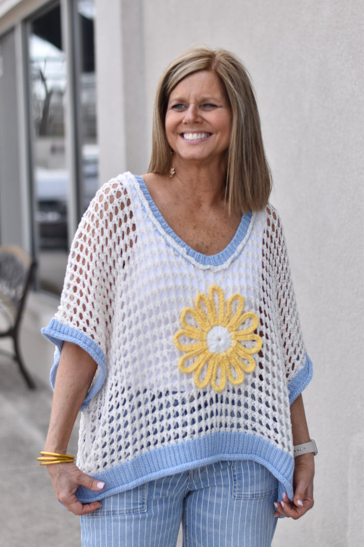 Pol Daisy Drift Crochet Sweater