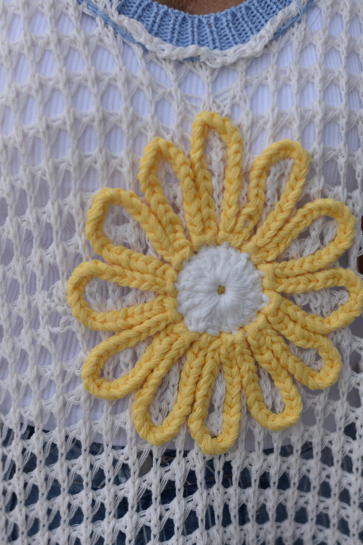 Pol Daisy Drift Crochet Sweater