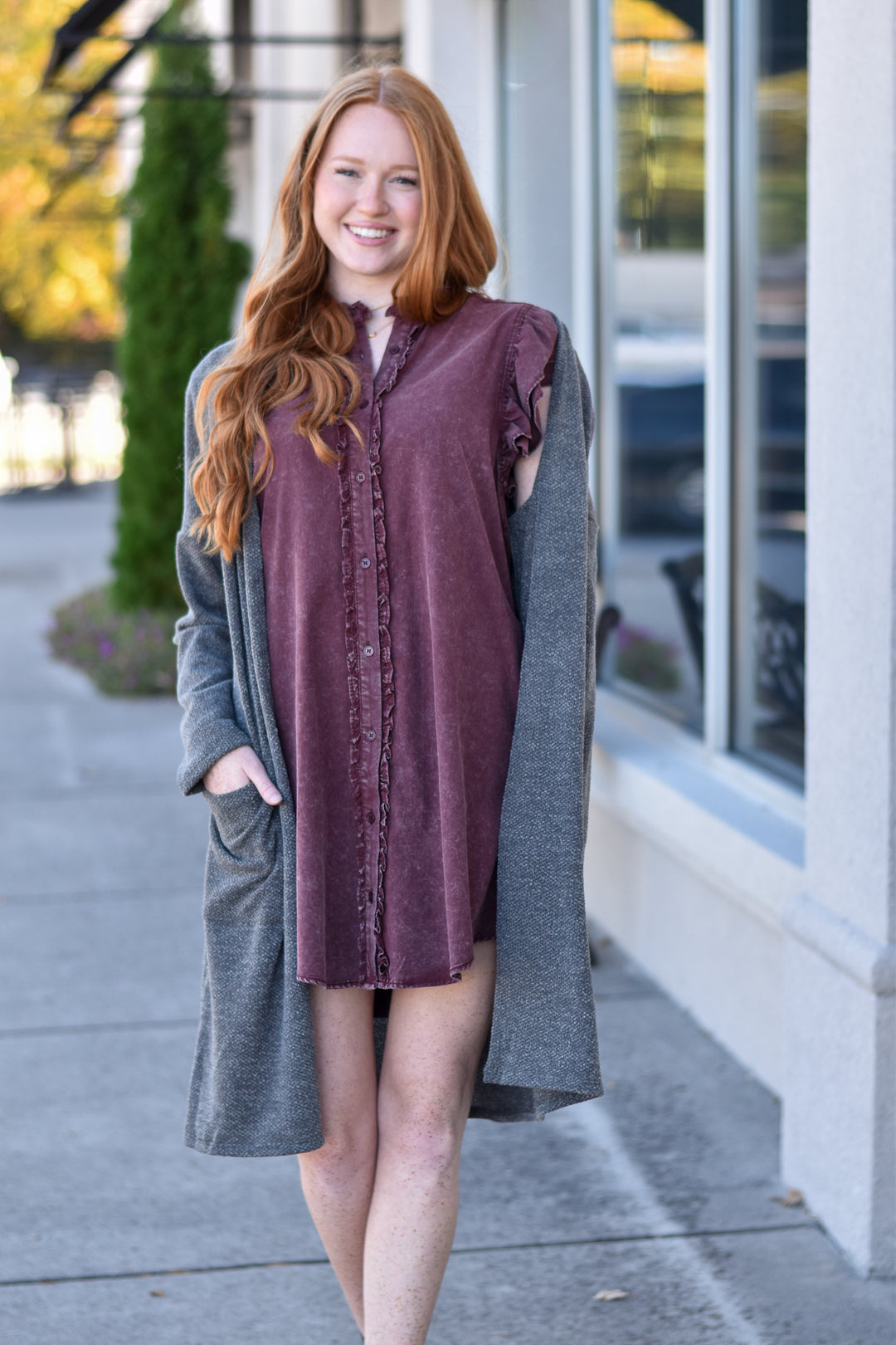 Snowfall Ruffle Mini Dress Large / Wine Snowfall Ruffle Mini Dress Large / Wine