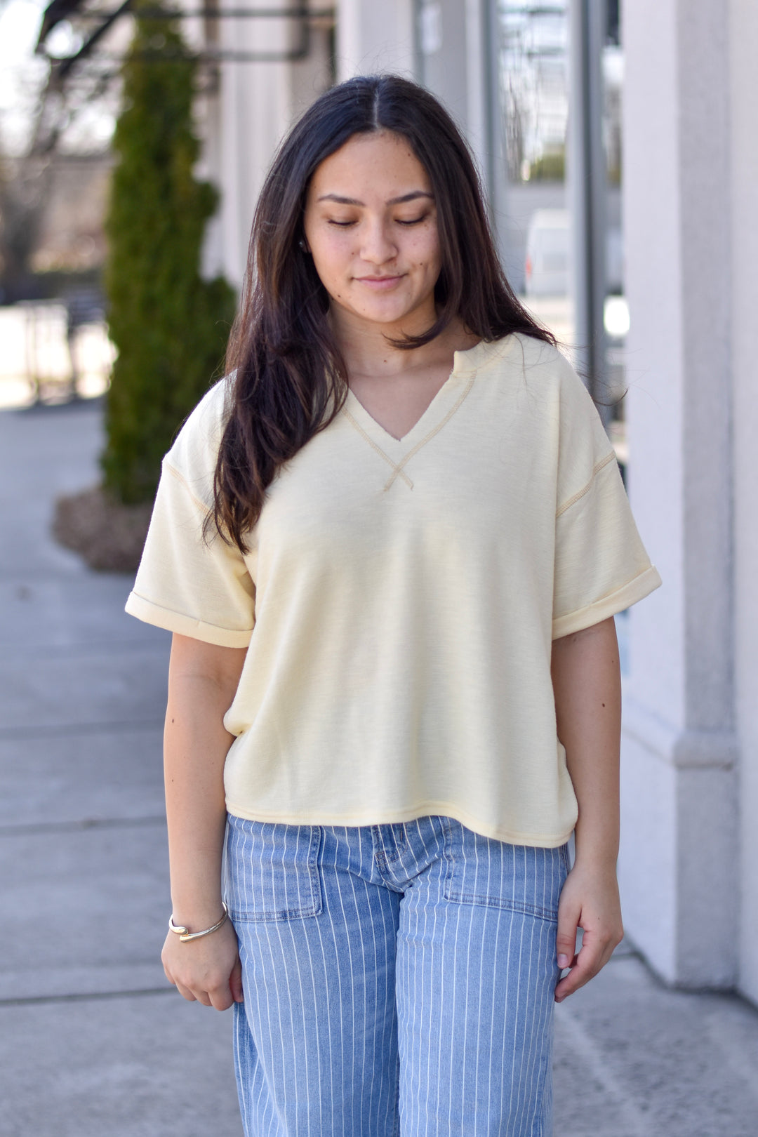 Everyday Contrast Stitch Knit Tee