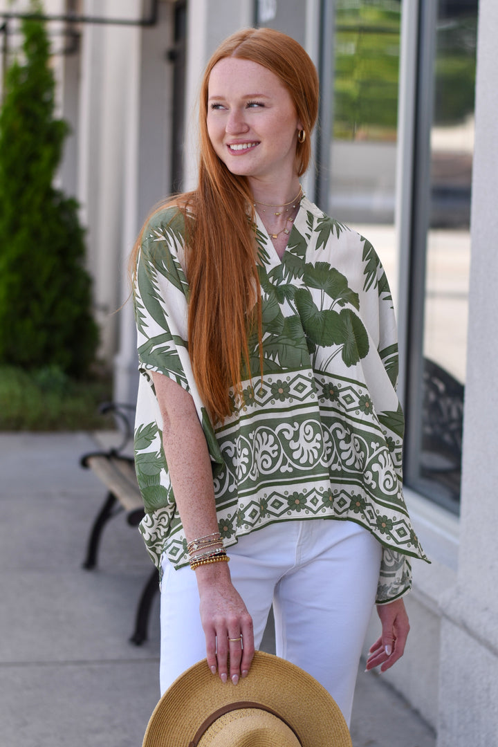Mixed Tropical Print Top