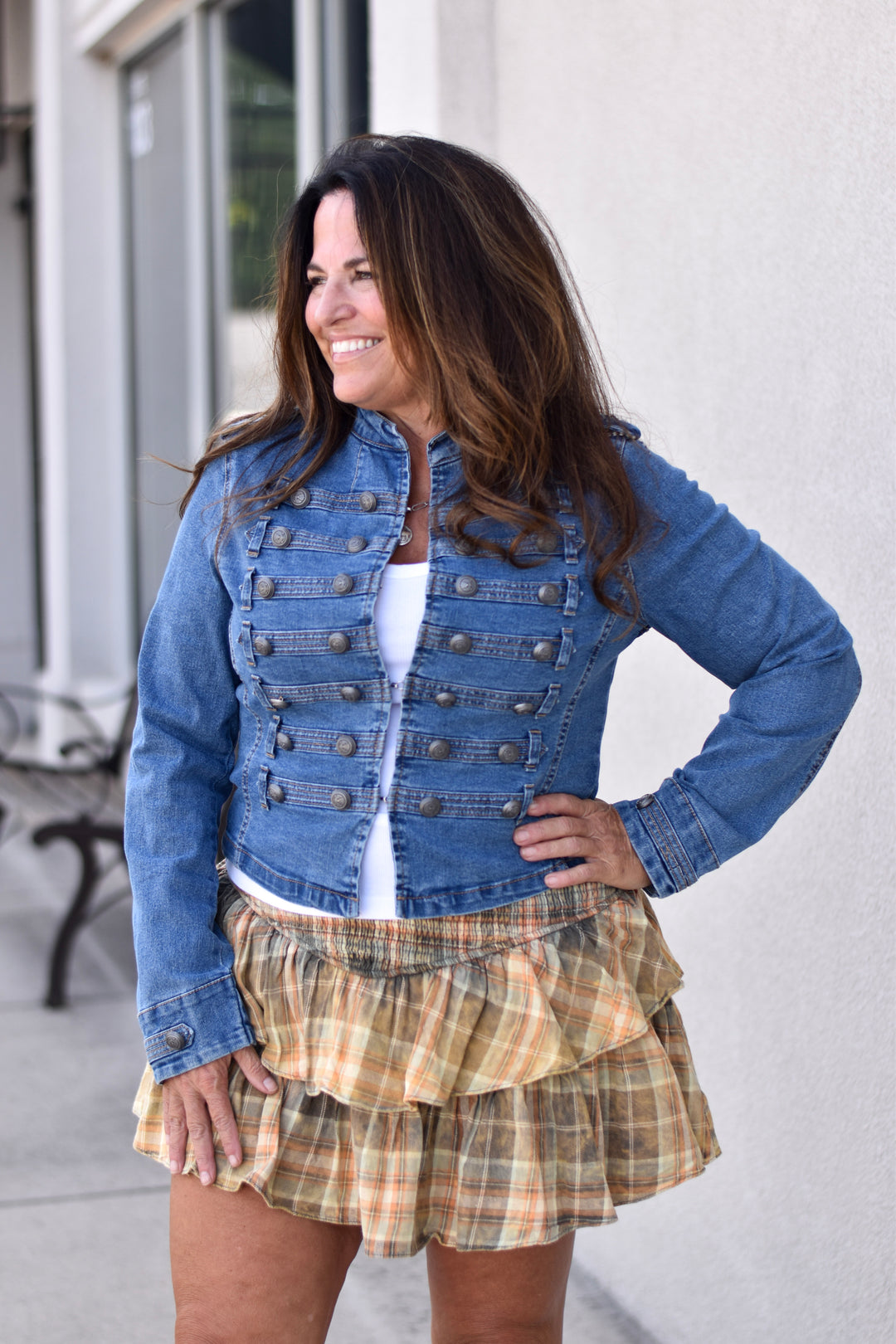Oli & Hali Washed Plaid Skort