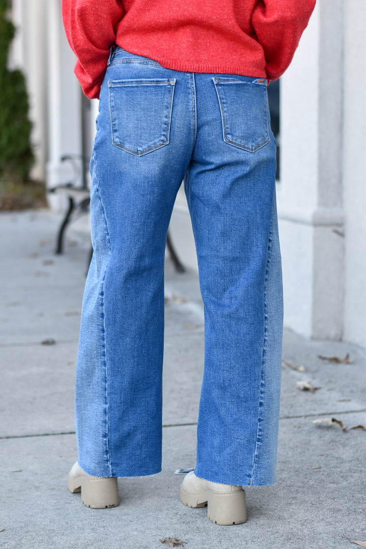 Risen Contrast Seam Barrel Jeans