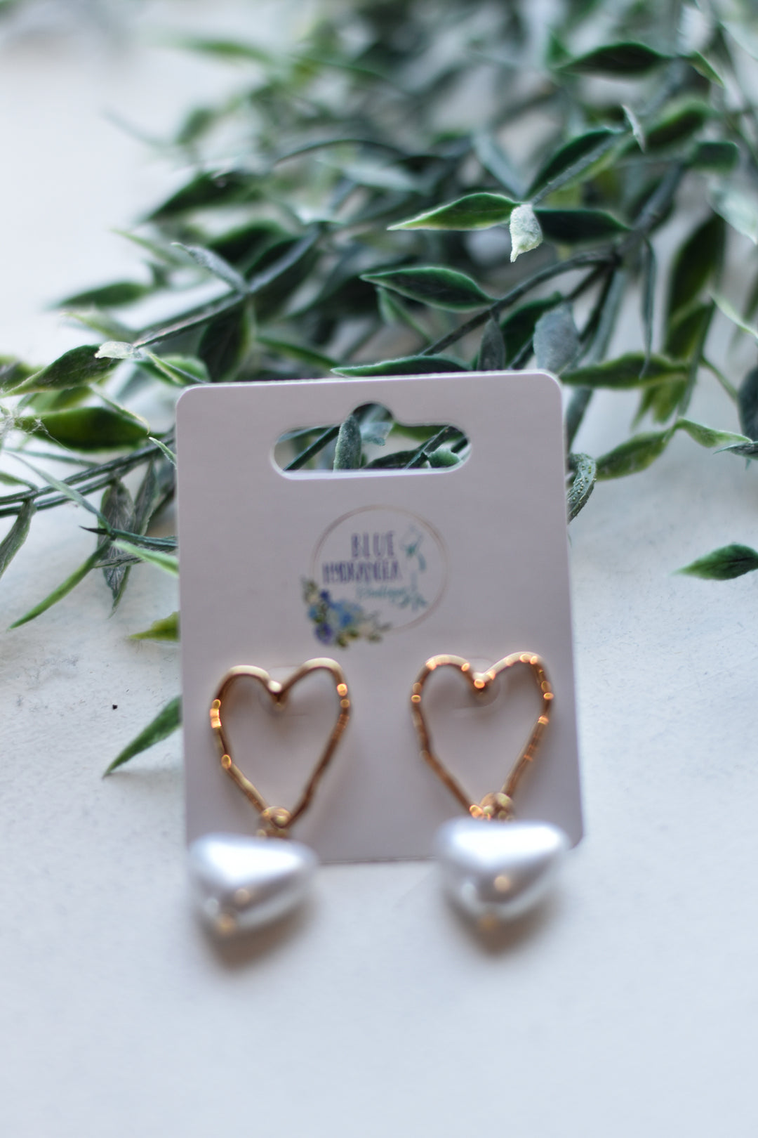 Hammered Heart Peal Earrings