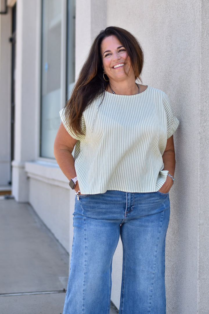Sage Simplicity Stripe Top
