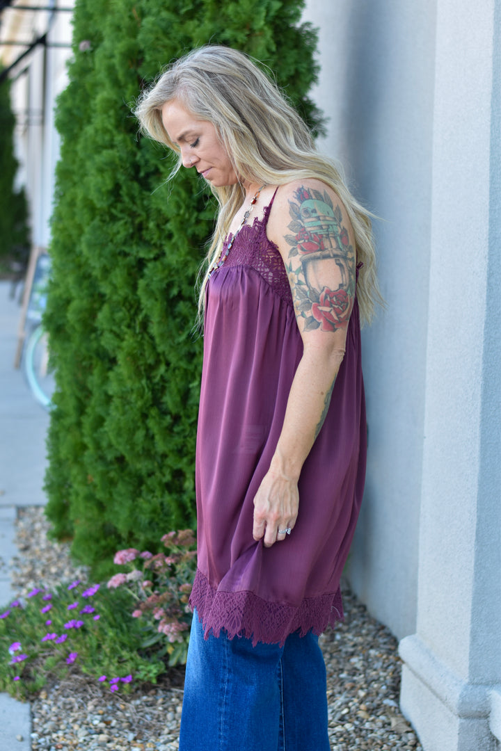 Satin Dreams Lace Hem Slip Dress