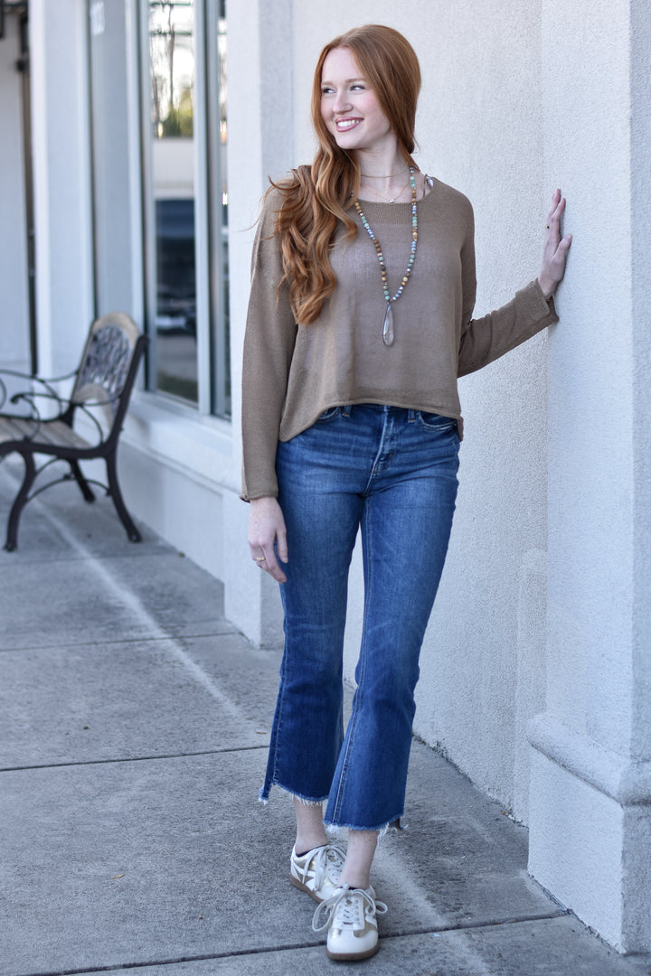 Vervet Blair High Rise Raw Step Hem Crop Jeans