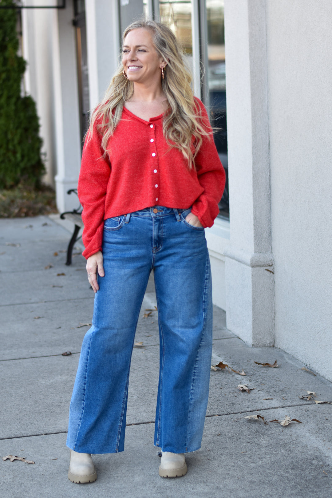 Risen Contrast Seam Barrel Jeans