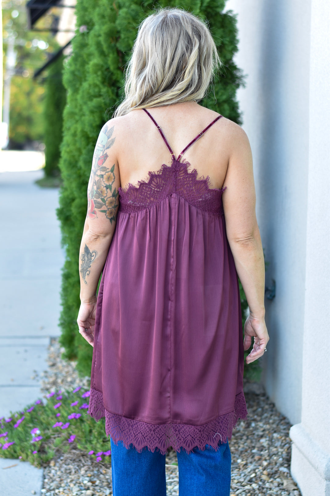 Satin Dreams Lace Hem Slip Dress