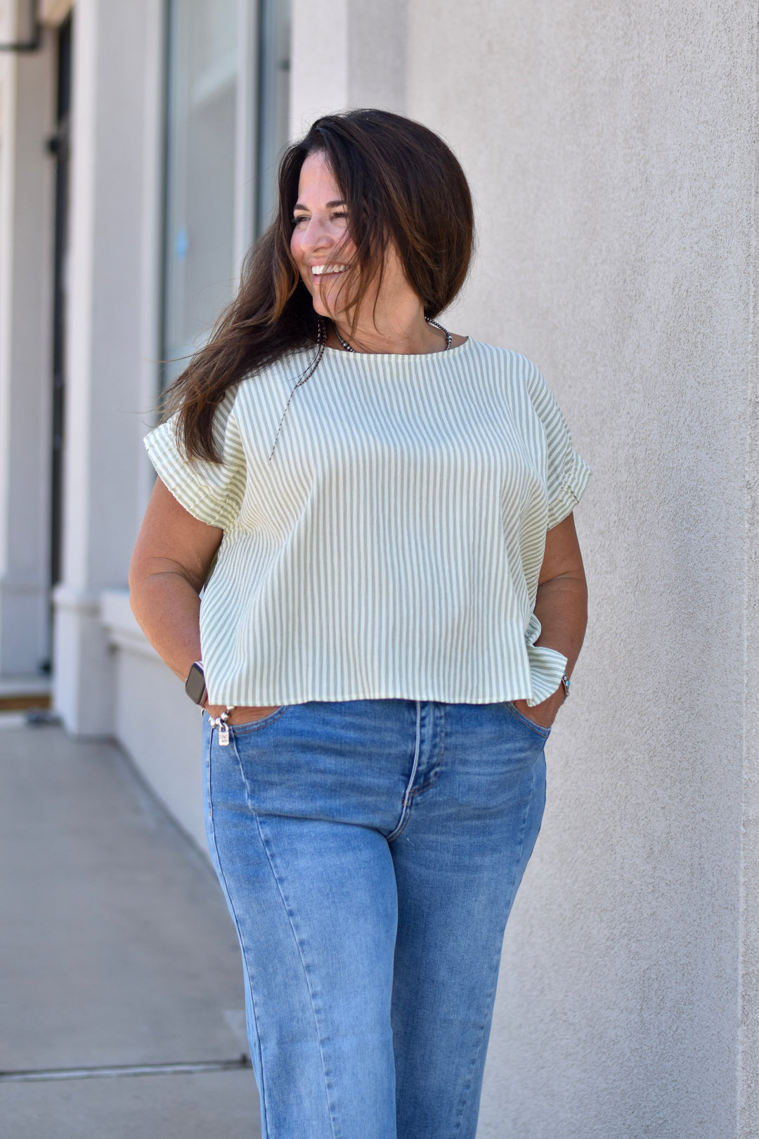 Sage Simplicity Stripe Top