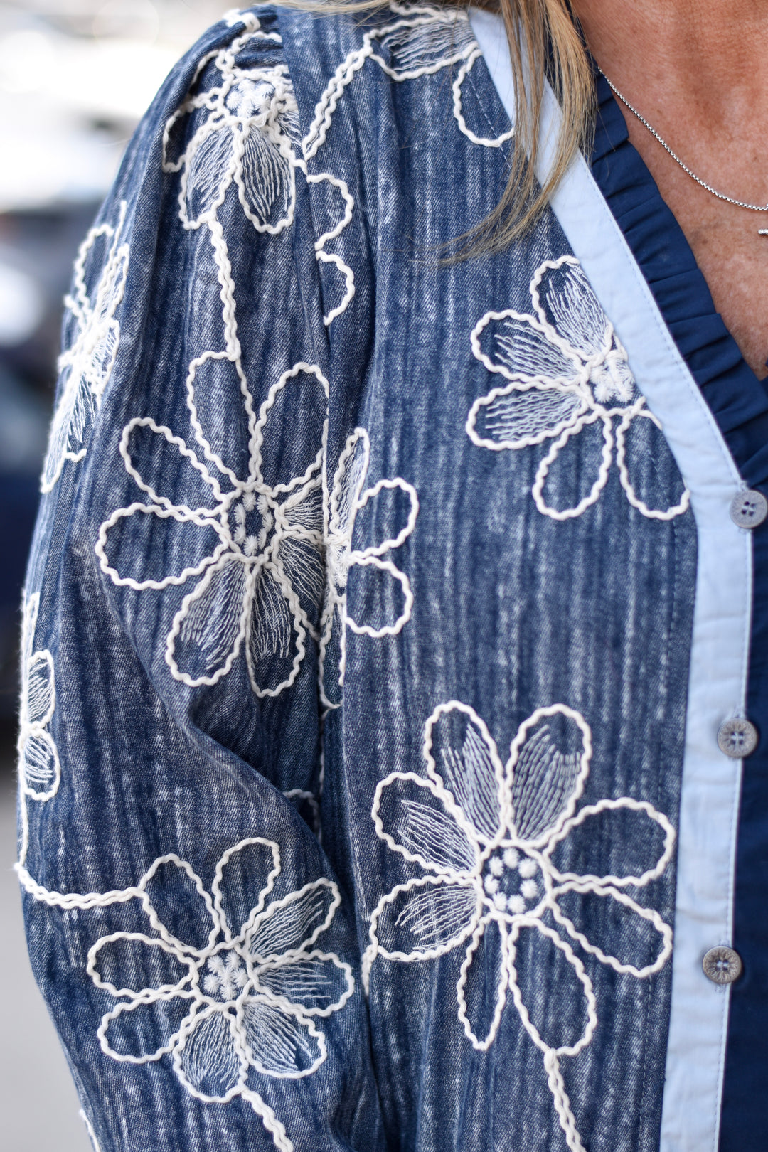 Floral Embroidered Denim Dress