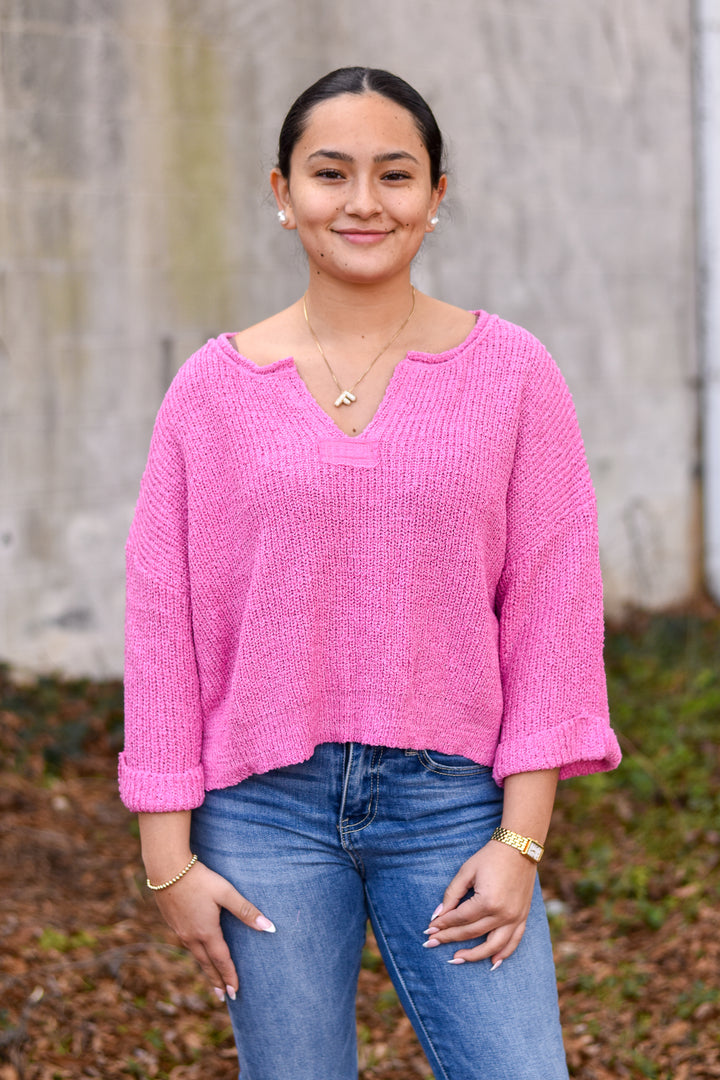 Blush Breeze Boho Sweater