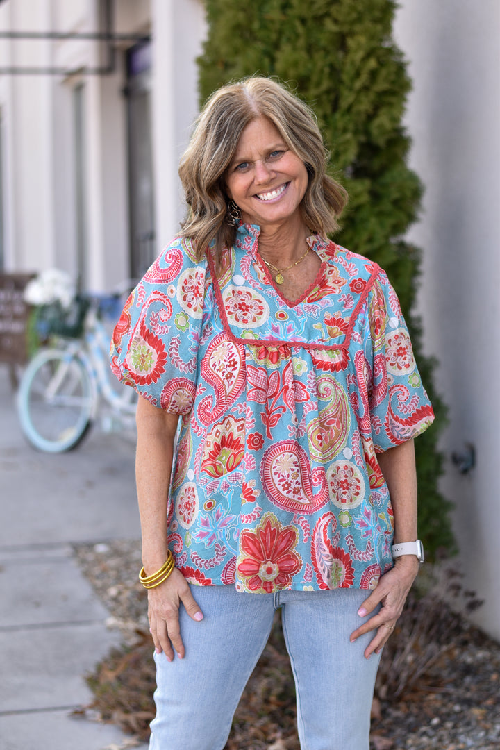 Blue Skies Paisley Blouse