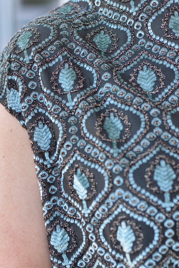 Sage & Gold Velvet Glow Bubble Top