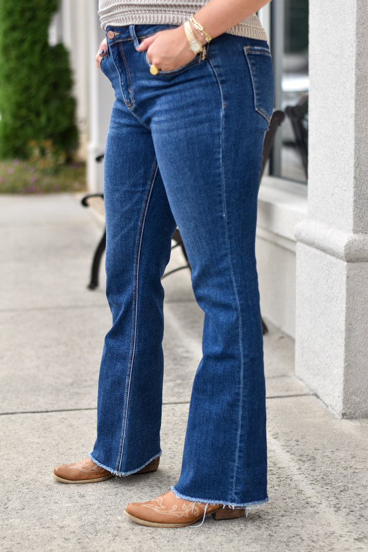 Vervet High Rise Raw Hem Bootcut Jeans