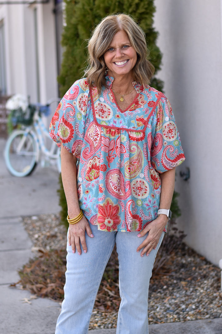 Blue Skies Paisley Blouse