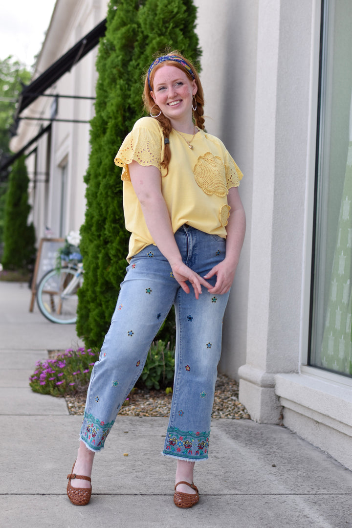 Easel's Vintage Bloom Chrochet Top