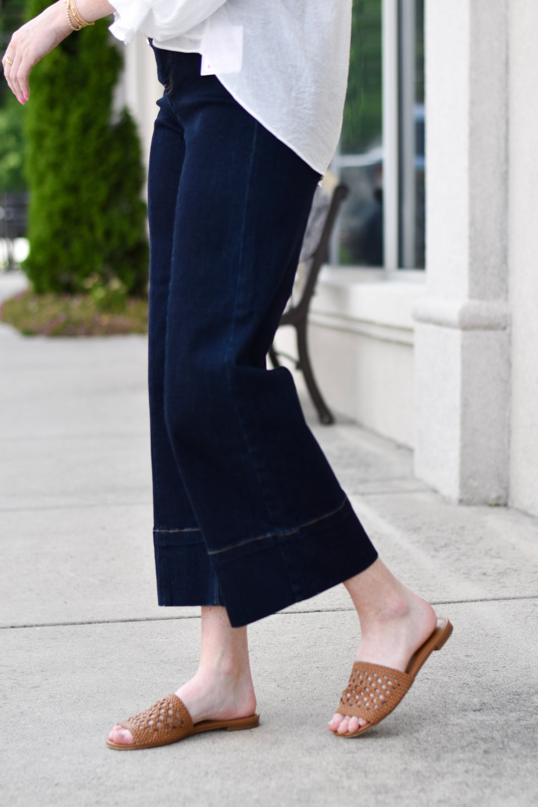 Risen Tummy Control High-Rise Cropped Seam Detail Jeans