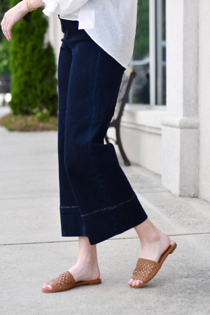 Risen Tummy Control High-Rise Cropped Seam Detail Jeans
