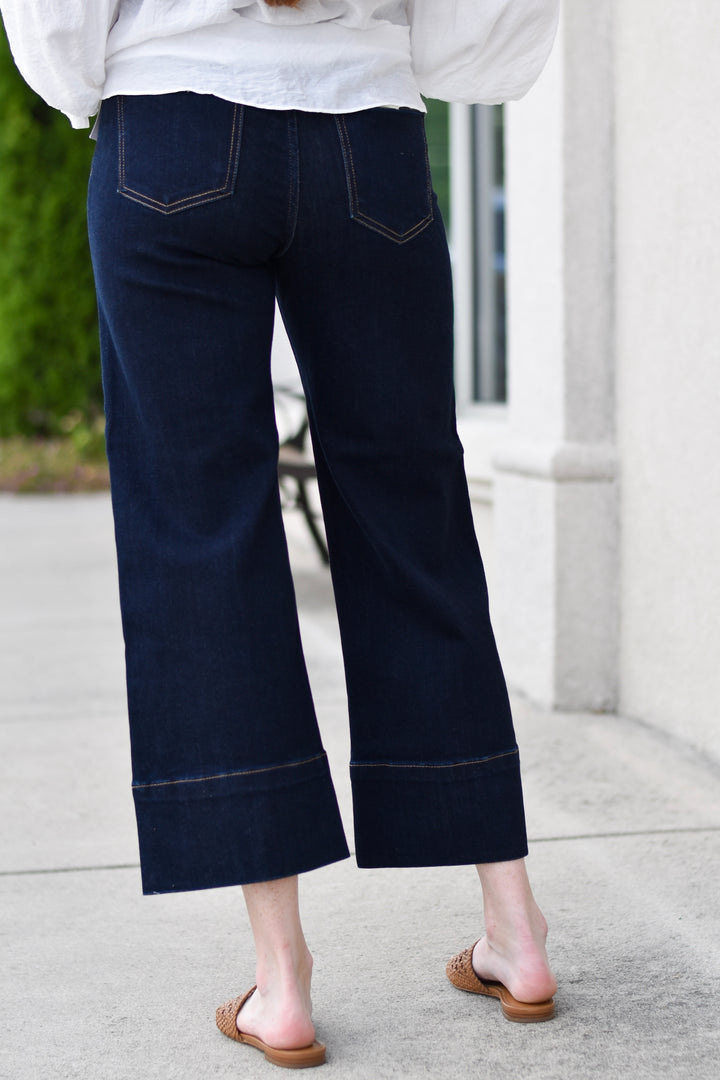 Risen Tummy Control High-Rise Cropped Seam Detail Jeans