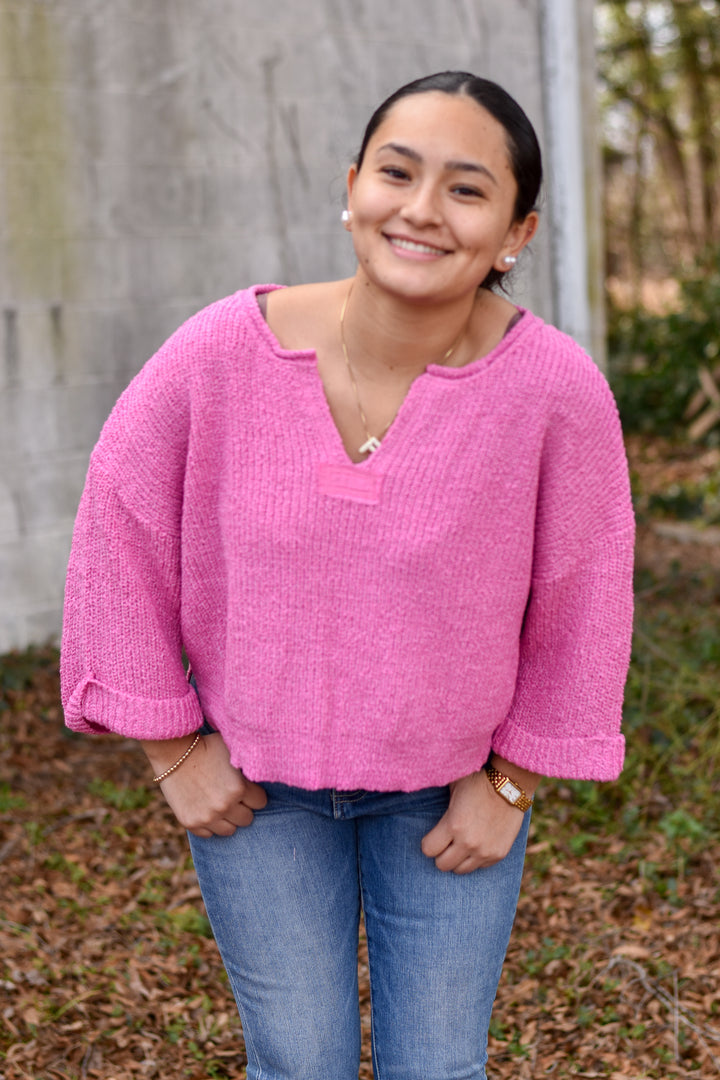 Blush Breeze Boho Sweater
