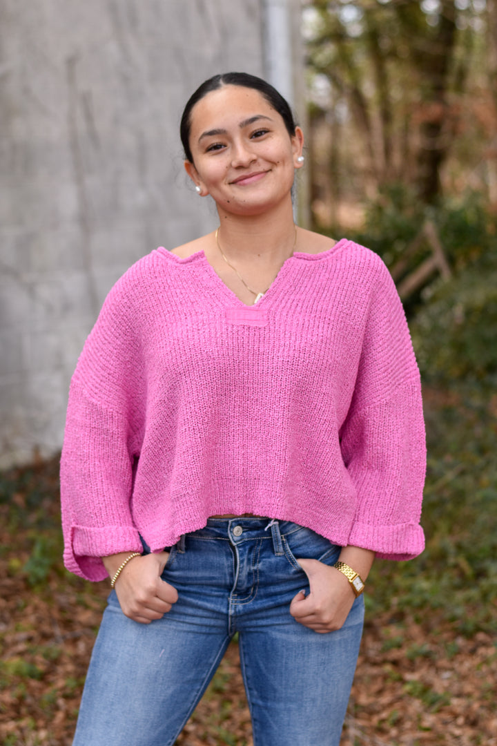 Blush Breeze Boho Sweater