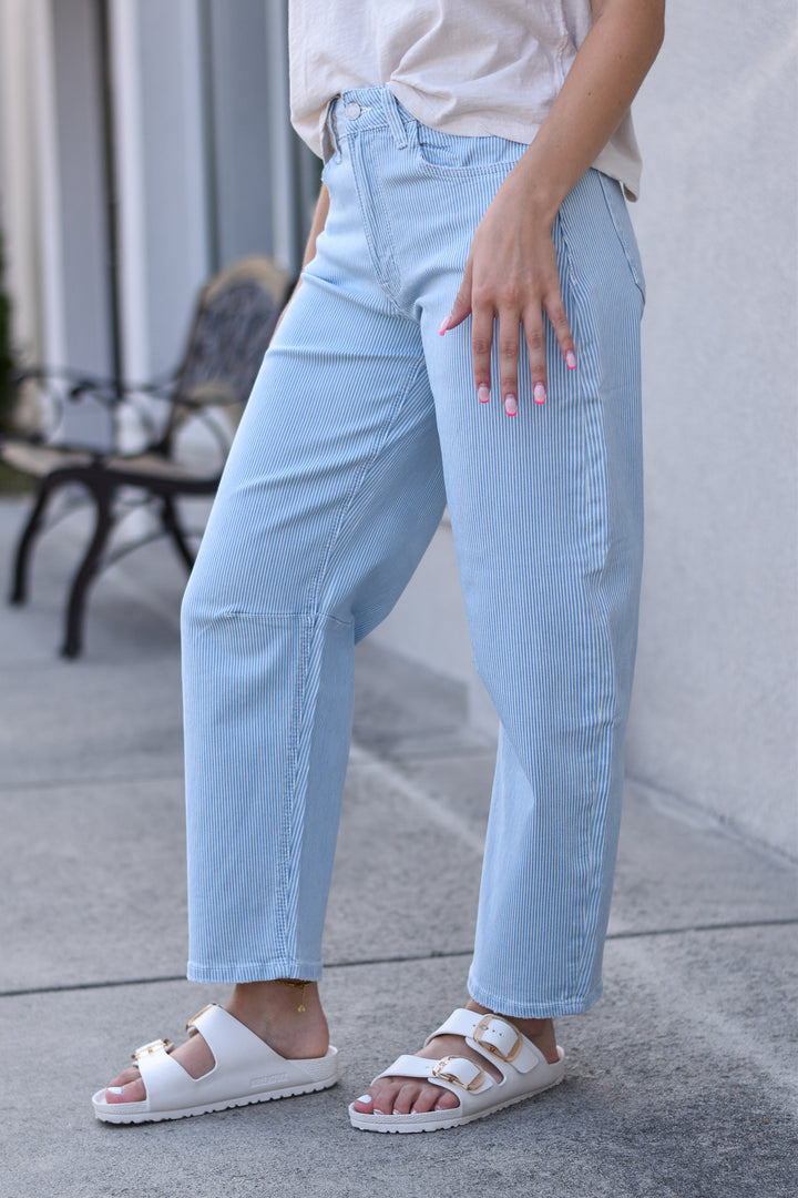 Urban Stripe Barrel Jeans