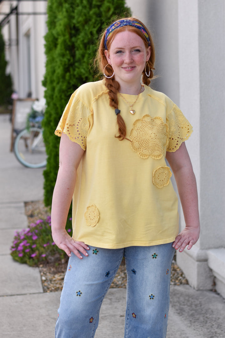 Easel's Vintage Bloom Chrochet Top