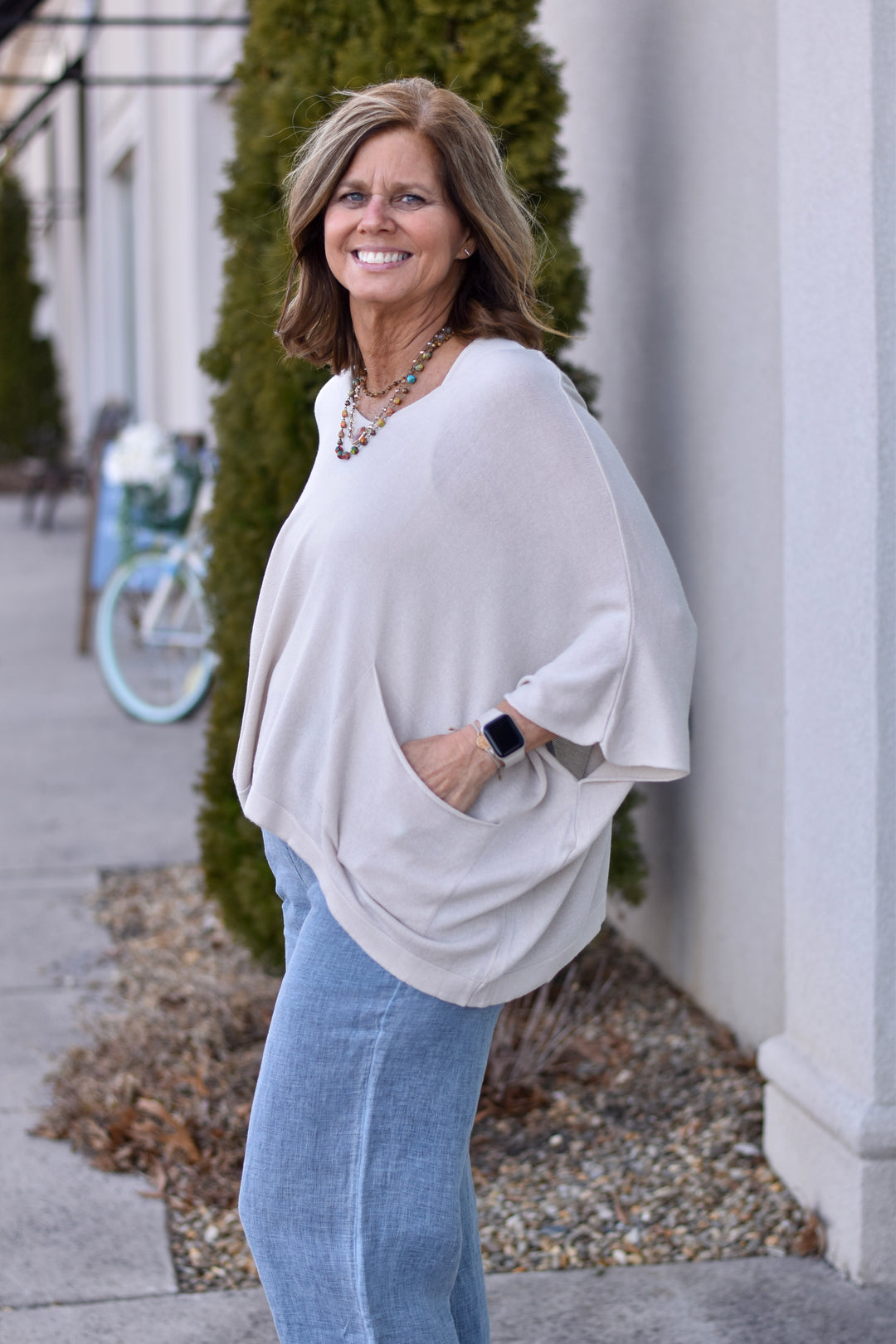 Tempo Paris Knit Poncho Top