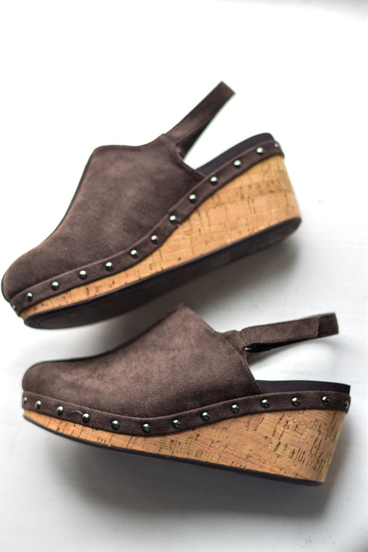 Corky's Chocolate Faux Suede Make Em Blush Wedges