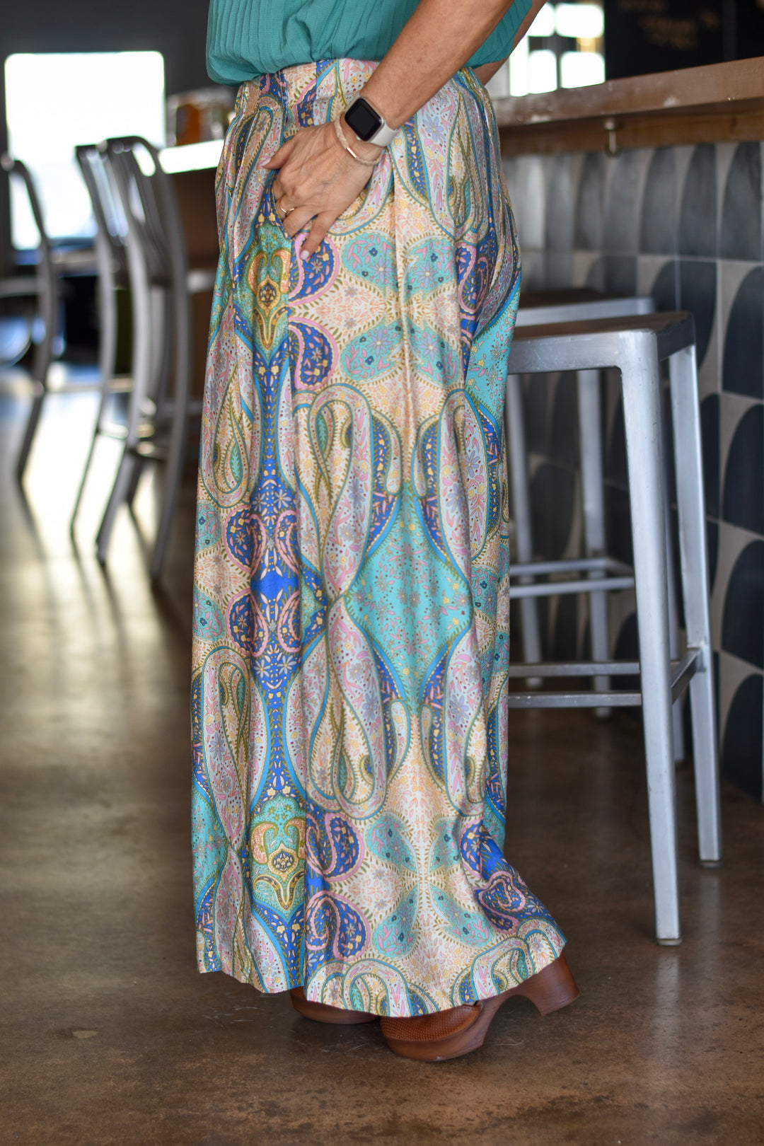 Wander Paisley Wide-Leg Pants